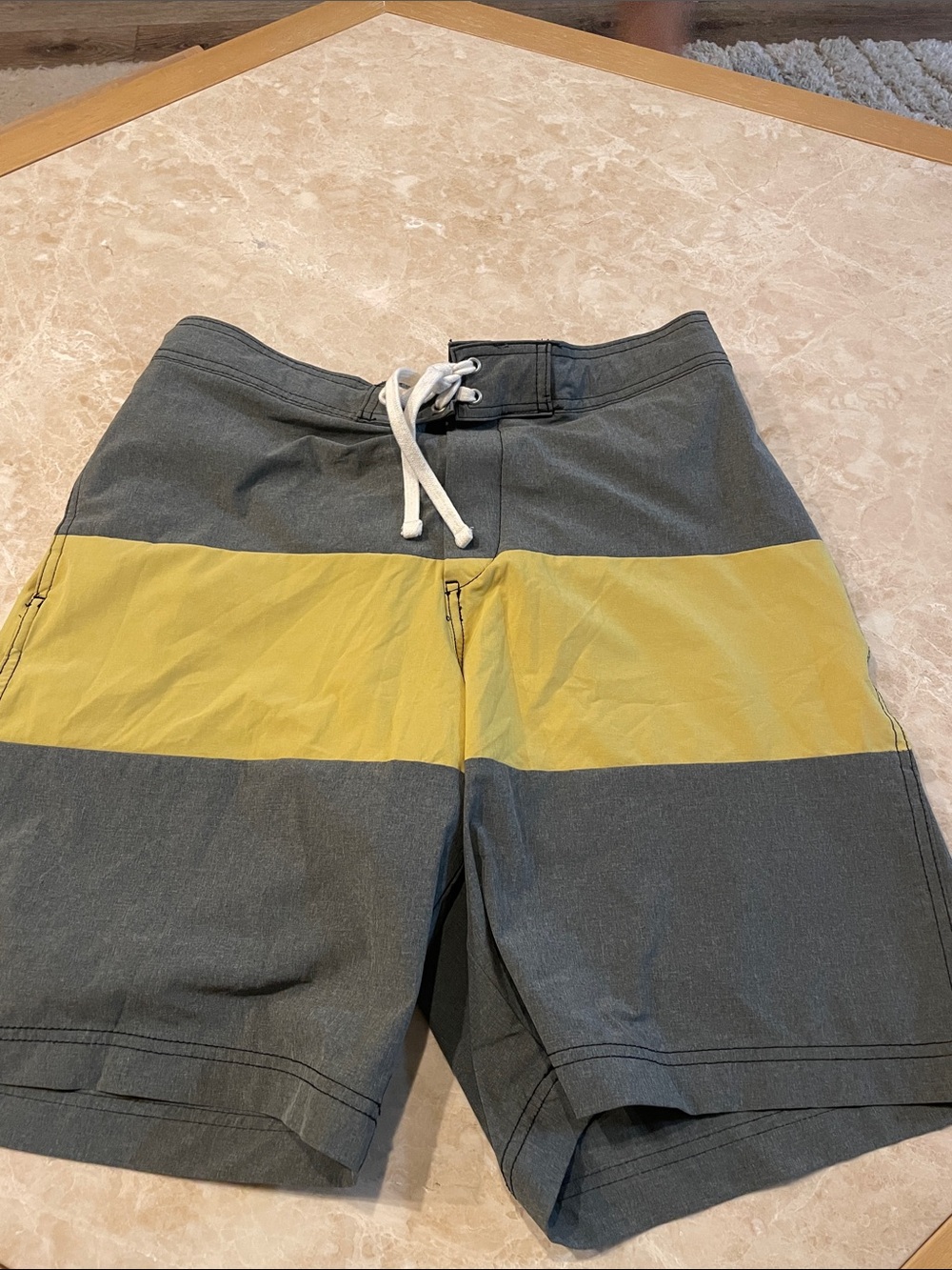 H&M Gray and Yellow Colorblock Swim Shorts